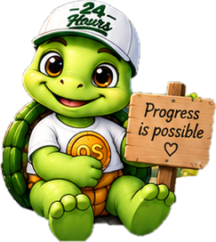 Tucker holding a progress is possible sign